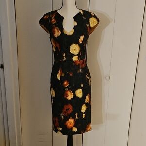 Black Halo Floral Black Dress Sz 6